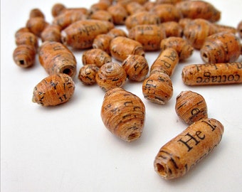 Beads, Handmade Recycled Paper 30 pcs: Scroll Assortment, Black and Rust Antique Look READY TO SHIP
