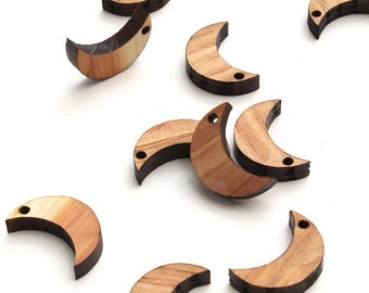Laser Cut Mini Wooden Moon Beads - Itsies - Charms. With or Without Holes. Timber Green Woods USA.