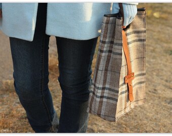 Insulated Adult Lunch Bag with Holders - Plaid Waterproof Lunch Tote Men and Women/Classic Retro Style / FREE PERSONALIZATION