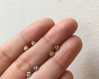 Tiny Screw Studs, Screw Ear Studs, Screw Earrings, Ear Studs, Mini Studs, Tiny Studs, 14k Gold Studs, Mini Disc Studs, Gold Ear Studs