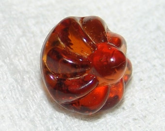 Beautiful Antique Amber Glass Button ~ Pinwheel Design ~ Victorian Charmstring Button ~ 1/2" ~ Swirl Back ~ Just Wonderful!