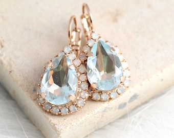 Aquamarine Earrings, Light Blue Earrings, Bridal Aquamarine Drop Earrings, Opal Drop Earrings, Light Azure Earrings, Swarovski Earrings