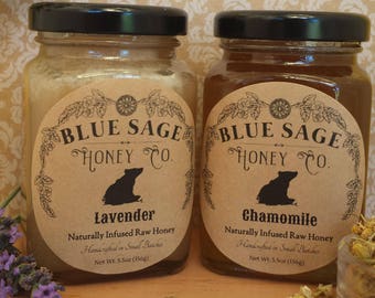 Custom Infused Honey Gift Pack-Two/ Raw Honey/ Holliday Gift/ Herbal Honey/ Specialty Foods/ Foodie Gift/ Rustic Gift Box/ Gift For Her Him