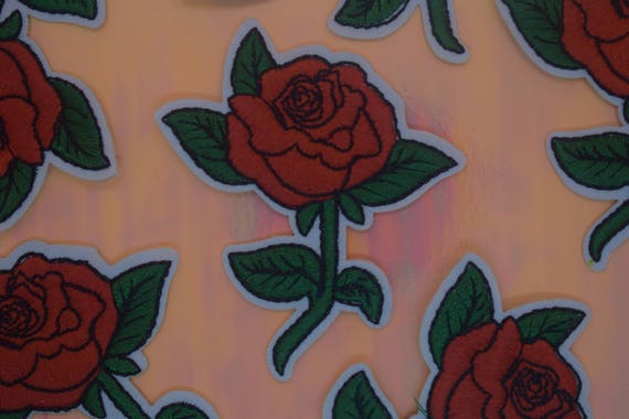 Red Rose Iron on Patch