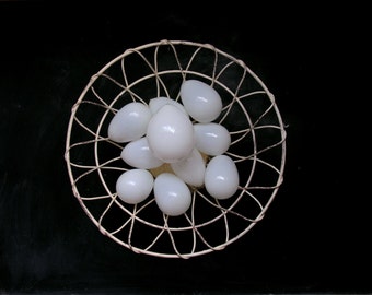 Large Milk Glass Egg Hand Blown Antique Victorian Easter Nesting Darning