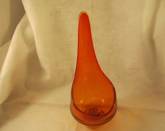 MCM Viking Glass Candle Holder Persimmon Orange - Freeform Stretch Glass