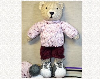 Knitted Teddy Bear Boy Toy Hand Knit Bear in Suit Doll for Boys Soft Toy Cute Stuffed Animal Cute Teddy Bear Toy Collectible toy