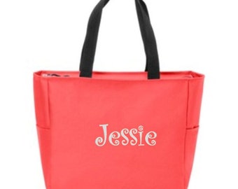 Zip Top Tote, Personalized Tote Bag, Beach Bag, Beach Tote, Bridesmaid Gifts, Wedding Beach Bags, Personalized Beach Tote, Personalized Gift