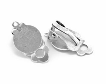 10, 20 or 40 clip earrings silver plate 10mm (5, 10 or 20 pairs) (non-pierced ears)