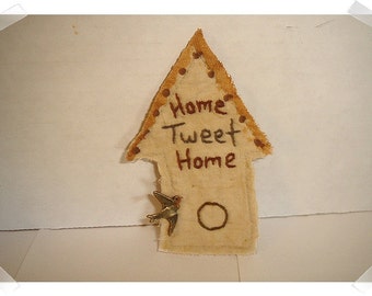 Birdhouse Magnet/Tea Dyed Muslin Fabric /Handmade**