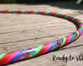 Beginner Hoop 39" Intermediate Travel MDPE Dance Adult Hula Hoop Tie Dye Sparkle Grip Tape