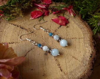 Blue apatite and aquamarine earrings