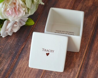 Matron of Honor Gift or Maid of Honor Gift - Deep Square Keepsake Box - With Gift Box