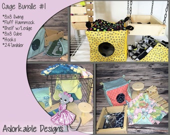 Rat Hammock Bundle - Swing - Shelf - Chinchilla Cage Bundle - Chinchilla Hammock Bundle - Cage Bundle - Rat Toy - Chinchilla Toy - Ferret