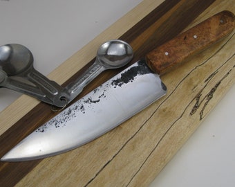 Forged Heavy Chopper hand Crafted Camp and Kitchen Knife With Cherry Burl Handle