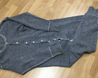 Vintage Wool Long Johns / grey wool long johns / men's XL