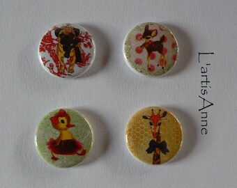 Magnets animals Retro Badges or magnets.