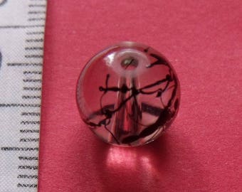 set of 4 clear and black 10mm round glass beads