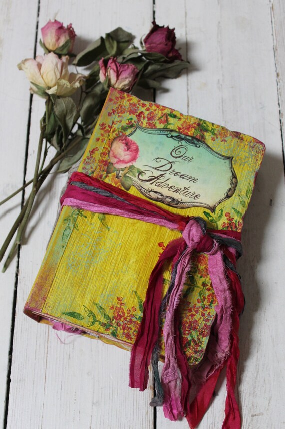 Boho wedding guest book or scrapbook photo album hand painted