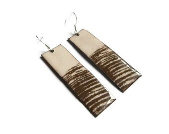 Graphic earrings nude, copper enamel, nude, graphic earrings, modern earrings