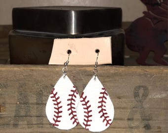 Baseball Earrings in Glitter Red and Red