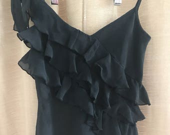 90's Little Black Ruffle Top size S