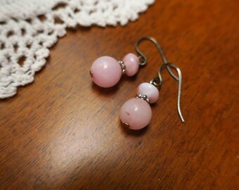 Pink bead earrings