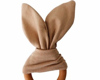 Crinkle Bunny Ears Teether Toy | Camel