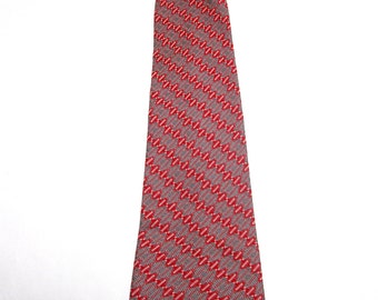 Clip On Necktie Red Gray Silver Clipon Neck Tie