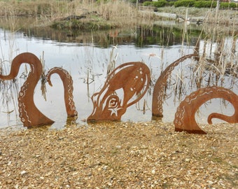 Metal Octopus Sculpture / Rusty Metal Garden Sculpture / Nautical Decor / Kraken Tentacles/Garden Centrepiece/Rustic Garden Decor/ Metal Art