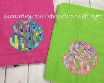 Lilly Pulitzer fabric Monogrammed beach towel