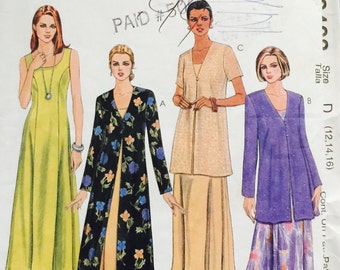 McCall's 9408, Size 12-14-16, Misses' Dress and Duster or Jacket Pattern, UNCUT, Tea Length Dress, Party Dress, Work Wear, Wedding, 1998