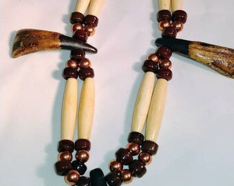 Native American inspired buffalo tooth necklace- Easter gift - Gift for nim - Hair pipe necklace