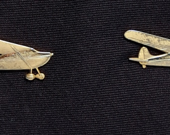 Vintage Tie Bar Clip by ANSON a Biplane gold tone 2 side clip Novelty Item #129 1950's