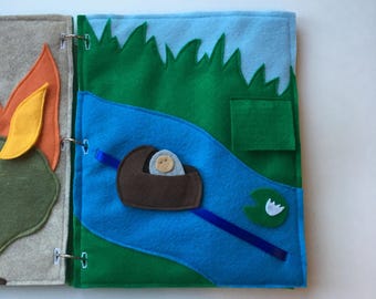 Moses in the Basket, Quiet Book Toddler, Quiet Book Page, Bible Stories, Biblical Quiet Book, Church Activity, Felt Book, ThePinkPenguinShop