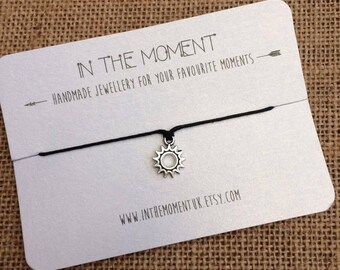 Sun Anklet, Adjustable Cord Sun Anklet, Celestial Anklet, Dainty Sun Charm Anklet, Hippie Anklet, Sun Jewellery, Pretty Anklet, Indie Boho