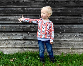 12-18m Dog Print Sweater, Kids Top, Toddler Sweater, Toddler Tee, Organic Cotton Tee, Unisex Kids Top, Baby Sweater, Unisex Baby