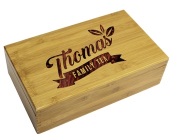 Personalized Tea Box, Tea Bag Holder, Housewarming Gift, Kitchen Gifts, Engraved Tea Storage Organizer, Gifts For Grandma, Mom Gift