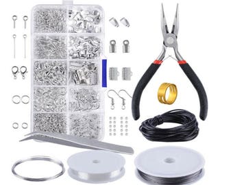 Jewelry Making Kit Jewelry Findings Set Jewelry Findings Starter Kit Jewelry Beading Making Kit Pliers Silver Beads Wire Starter Tool