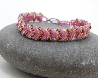 Beaded Bracelet, Bangle, Beadwoven Bracelet, Handmade Jewelry, Gift for Her, Valentine's Day