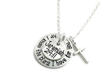 For I Know The Plans I Have For You - Jeremiah 29:11 Necklace - Religious - Hand Stamped Jewelry - Personalized Jewelry - Engraved Jewelry