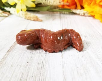 Goldstone Caterpillar Totem Animal Spirit Guide Carving
