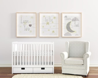 Love You To The Moon and Back, Love Nursery print, Love Print, Love wall Art, Nursery Moon Print, Nursery Love Print, Nursery Quote Print