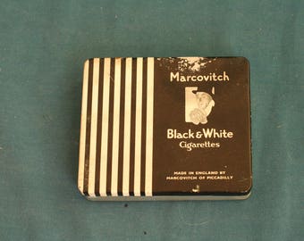 marcovitch black and white cigarettes tin box made in England