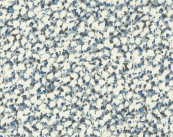 Cotton blue and beige leaves/flowers pattern by 50cm