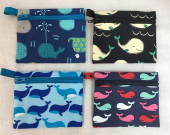 Whales Zipper Coin Purse, Card Case, Earbud Pouch, IPod Holder