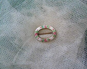 For Antique Doll Tiny 1920's Guilloche Enamelled Brass Buckle