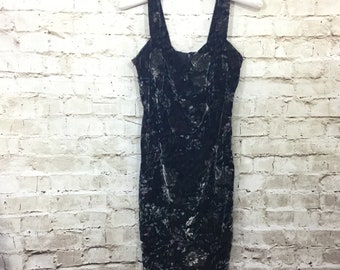 Vintage 80s Crushed Velvet Body Con Dress