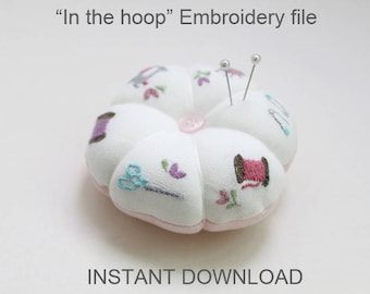 In-the-hoop pincushion - machine embroidery file instant download
