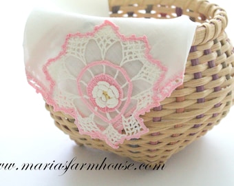 HANDKERCHIEF, Vintage Crochet Design Ladies' Handkerchief, Bride to Be, Something Old, Bridal Shower Gift Inspiration
